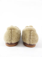 Santoni Camel Shearling Pom Pom Loafers - 36.5