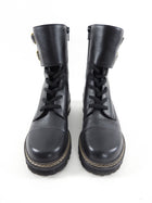 See by Chloe Black Leather Mallory Combat Boots - 37