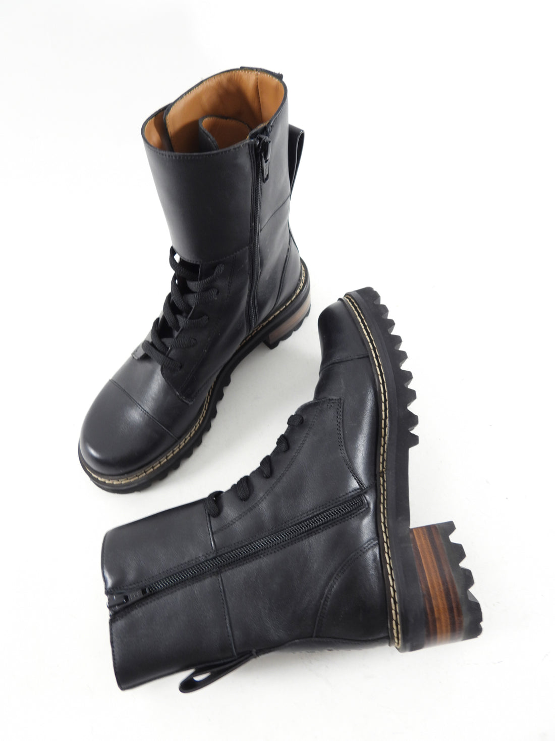 See by Chloe Black Leather Mallory Combat Boots 37