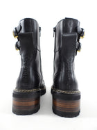 See by Chloe Black Leather Mallory Combat Boots - 37