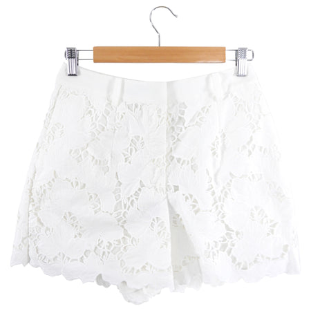 Self Portrait White Cotton Guipuire Lace Shorts - 4