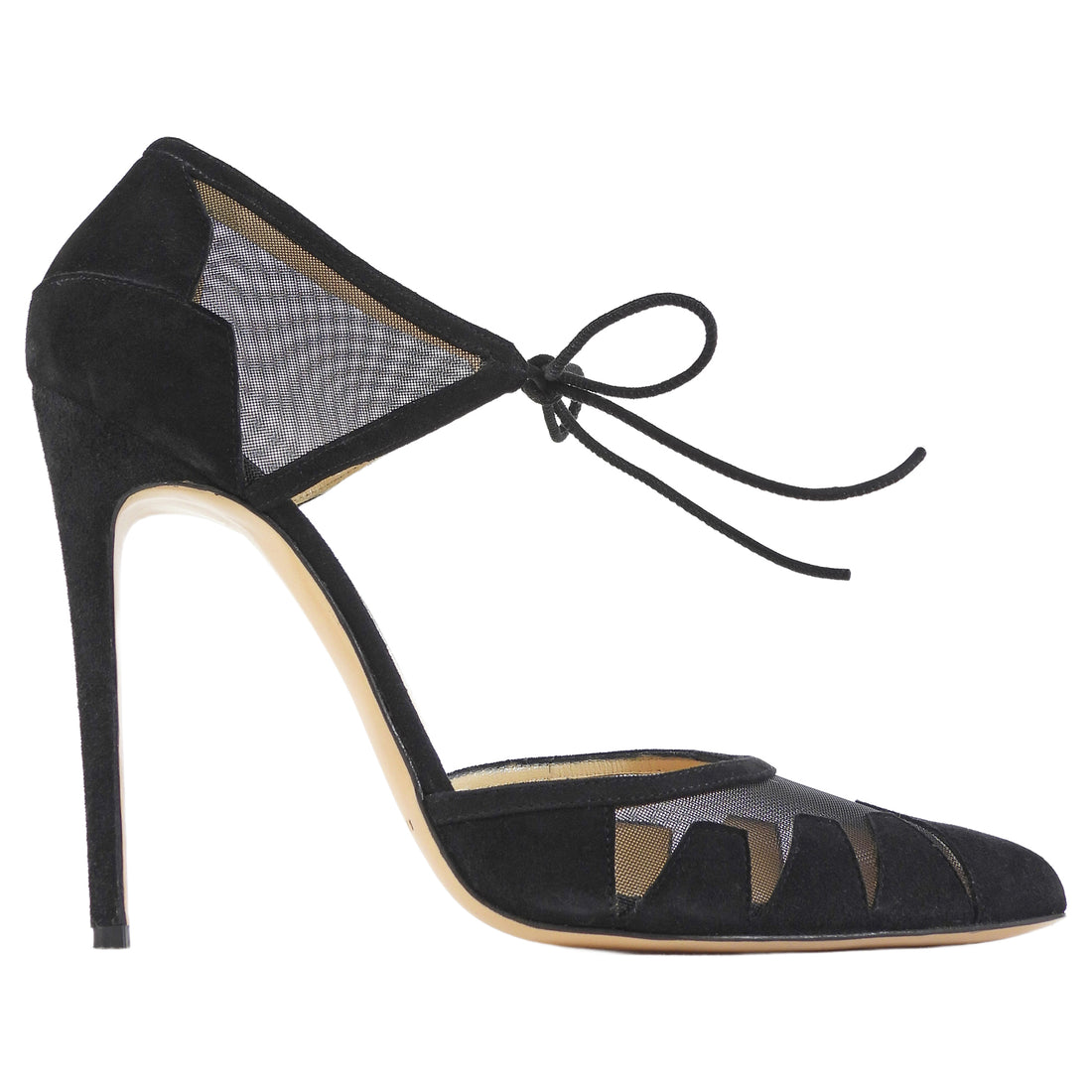 Bionda Castana Black Suede and Mesh Mary Jane Pumps - 39
