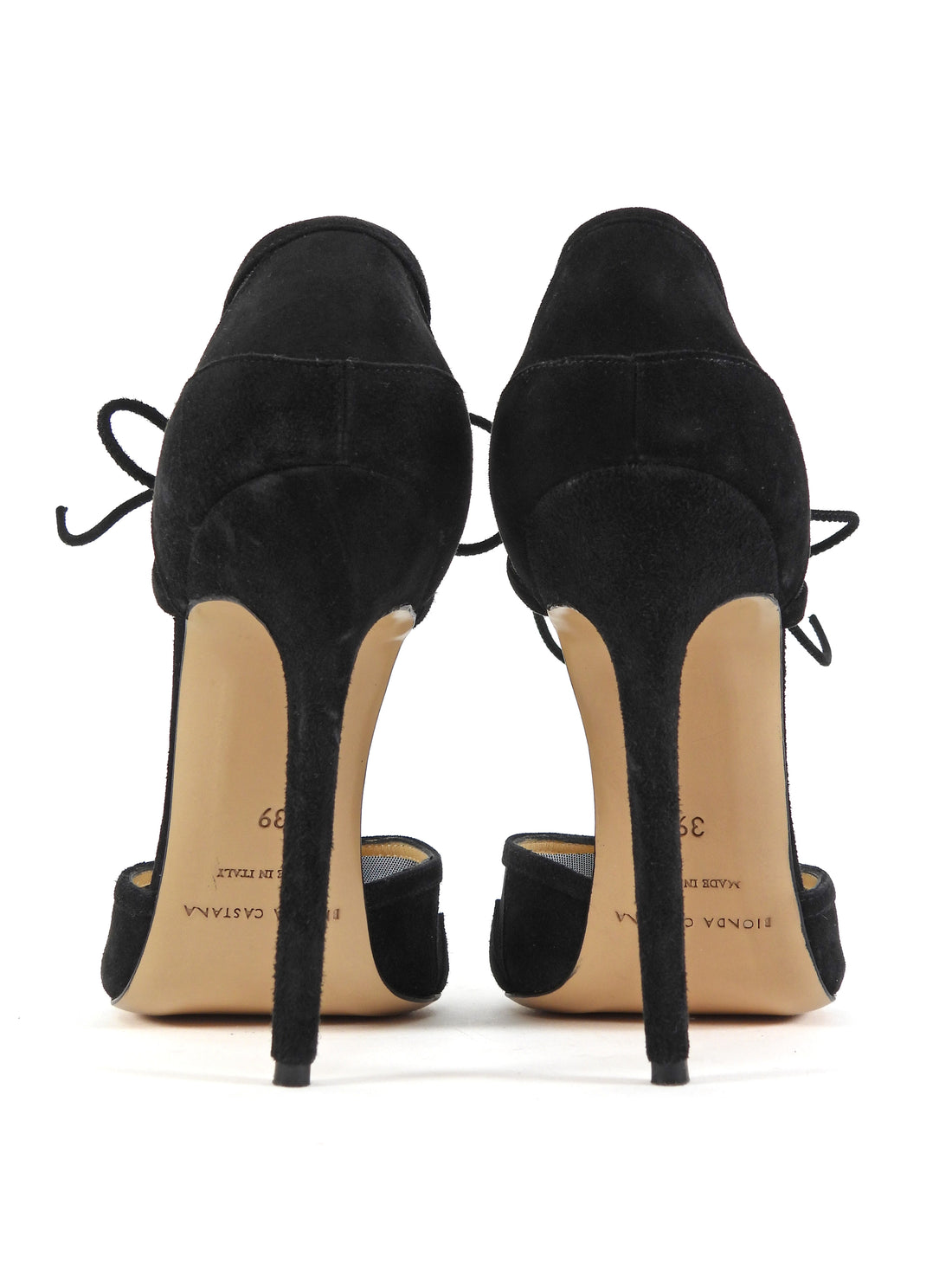 Bionda Castana Black Suede and Mesh Mary Jane Pumps - 39