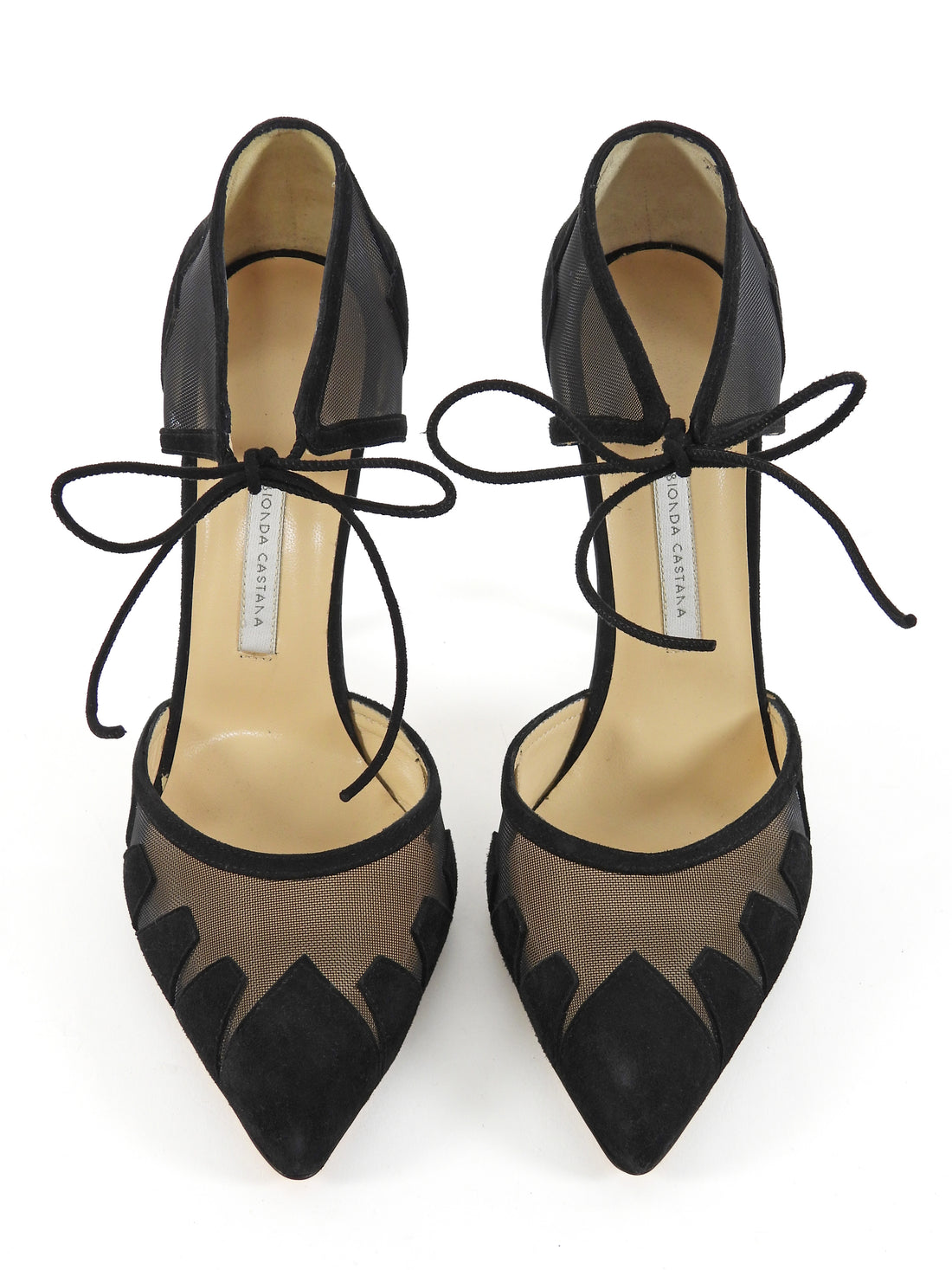 Bionda Castana Black Suede and Mesh Mary Jane Pumps - 39