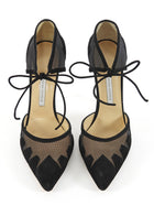 Bionda Castana Black Suede and Mesh Mary Jane Pumps - 39