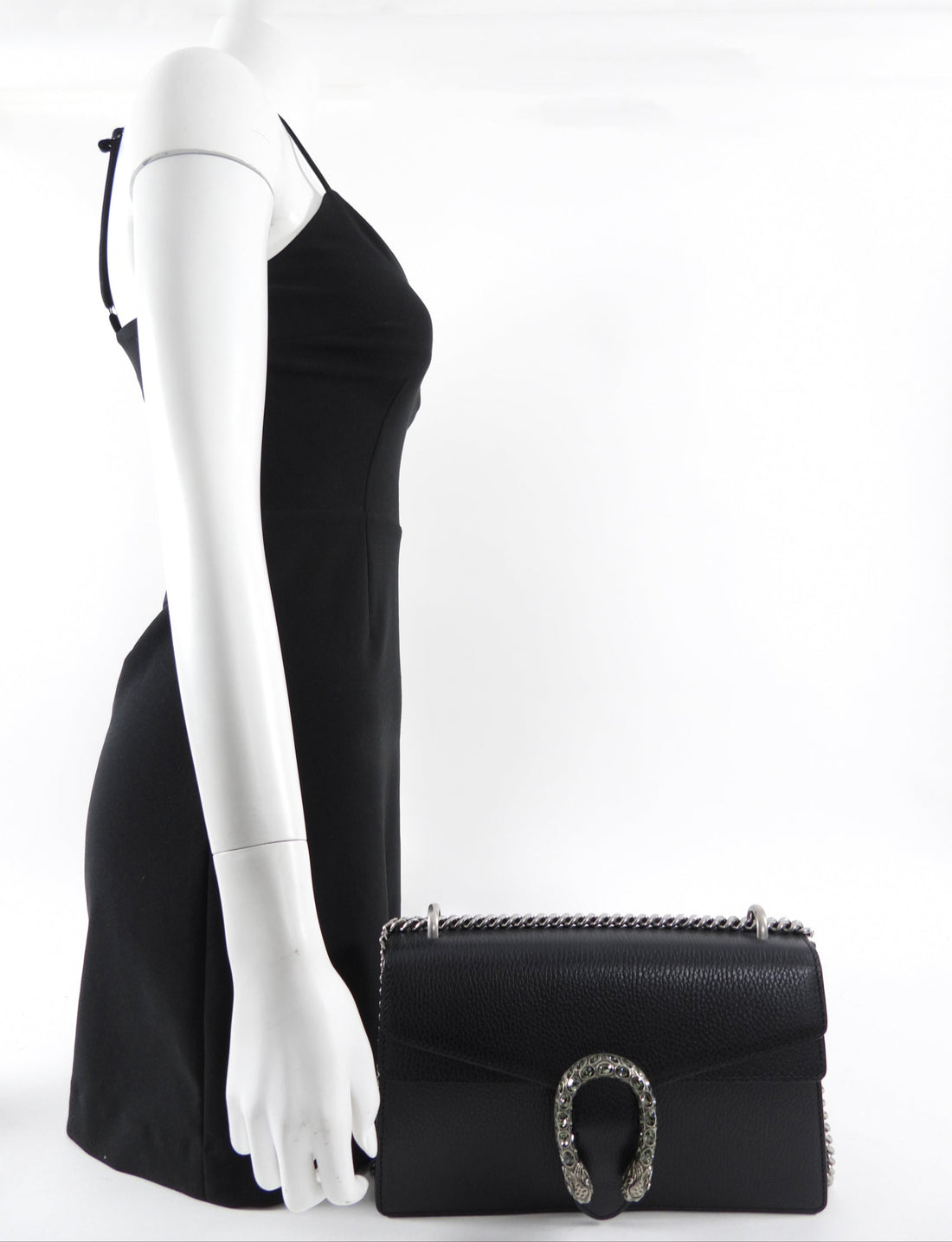 Gucci Black Leather Medium Crystal Dionysus Chain Bag