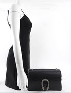 Gucci Black Leather Medium Crystal Dionysus Chain Bag