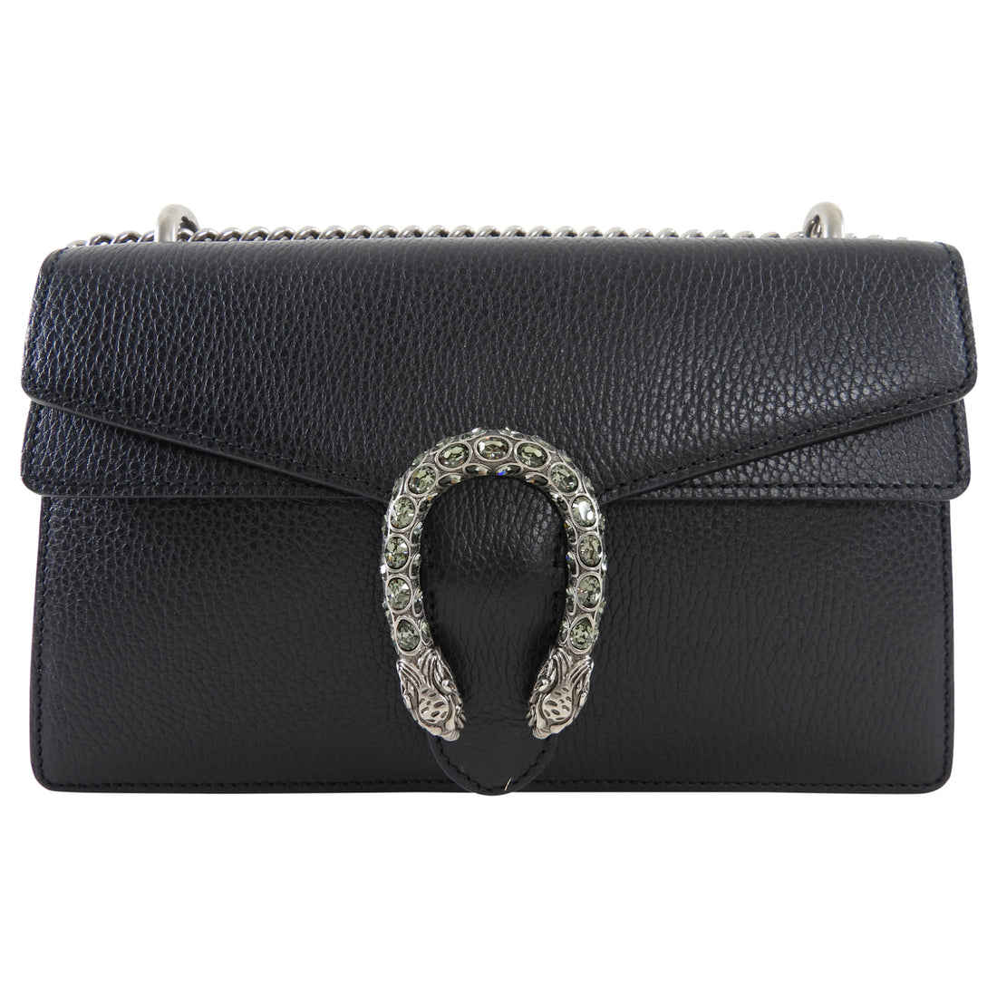 Gucci Black Leather Medium Crystal Dionysus Chain Bag