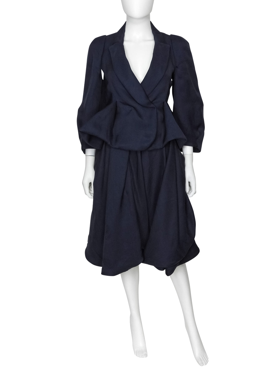 Sonia Rykiel Navy Organza Silk Two Piece Skirt Suit - 42