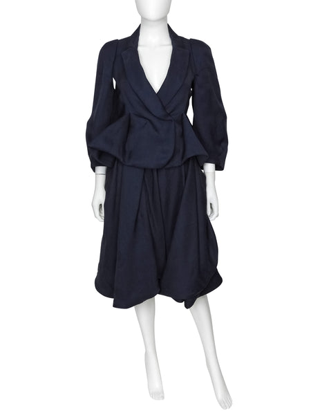 Sonia Rykiel Navy Organza Silk Two Piece Skirt Suit - 42