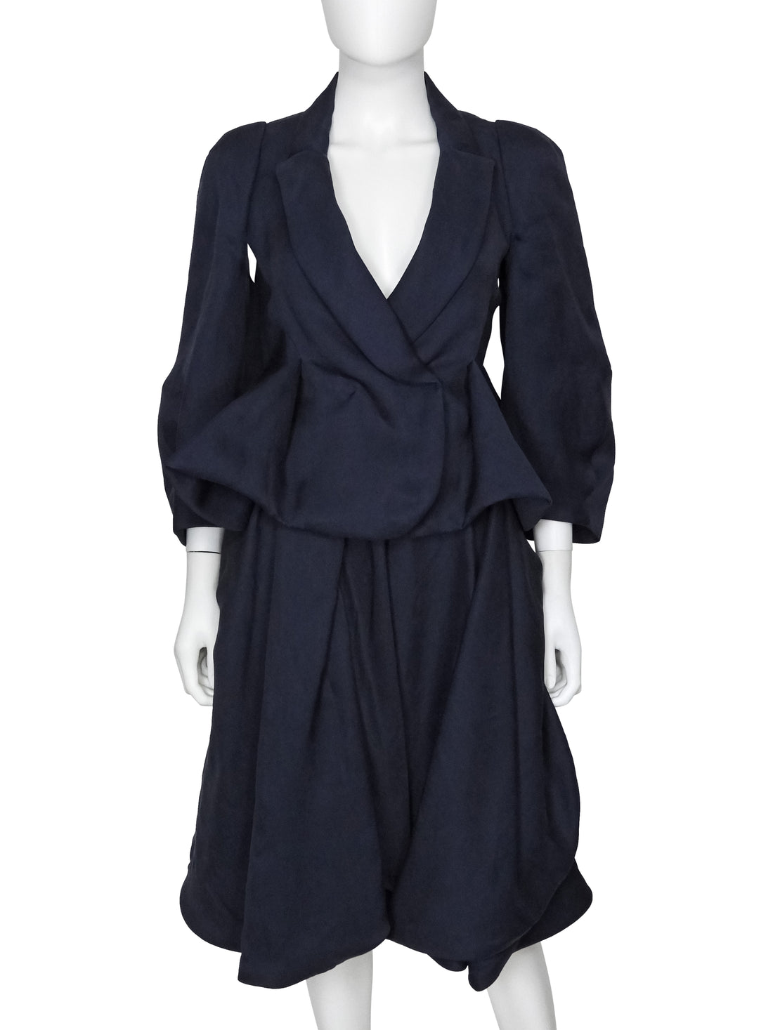 Sonia Rykiel Navy Organza Silk Two Piece Skirt Suit - 42