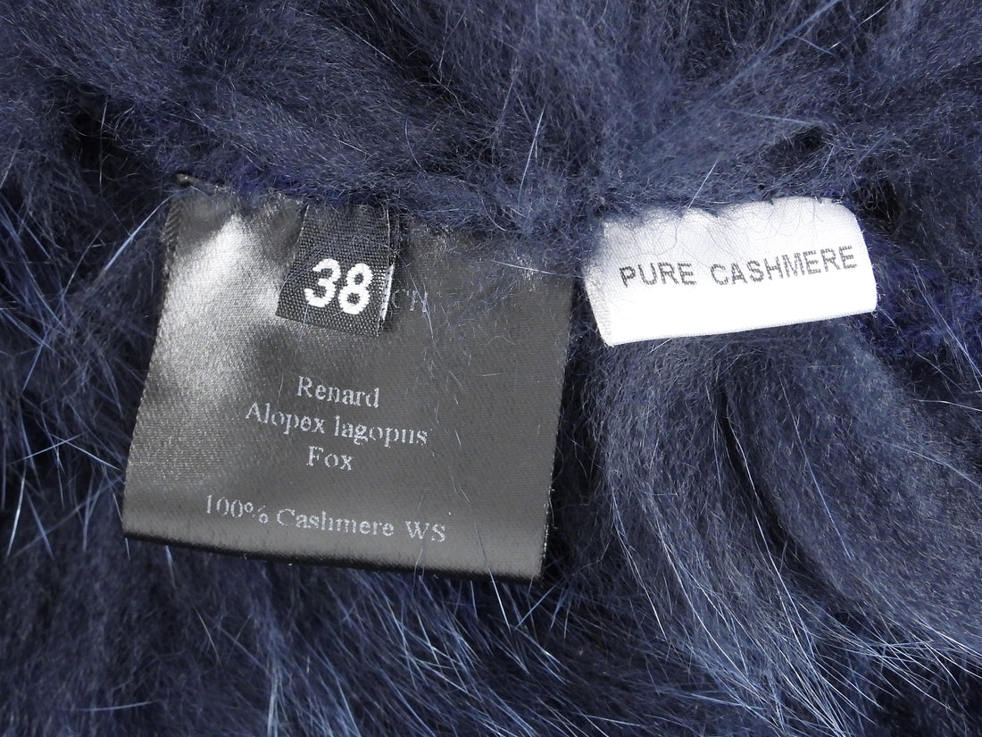 Sonia Rykiel Blue Knit Fox Fur Sweater Jacket - 38