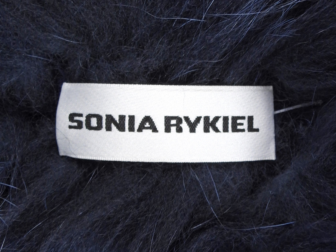 Sonia Rykiel Blue Knit Fox Fur Sweater Jacket - 38
