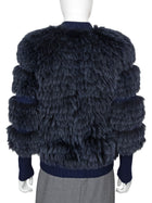 Sonia Rykiel Blue Knit Fox Fur Sweater Jacket - 38