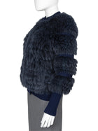 Sonia Rykiel Blue Knit Fox Fur Sweater Jacket - 38