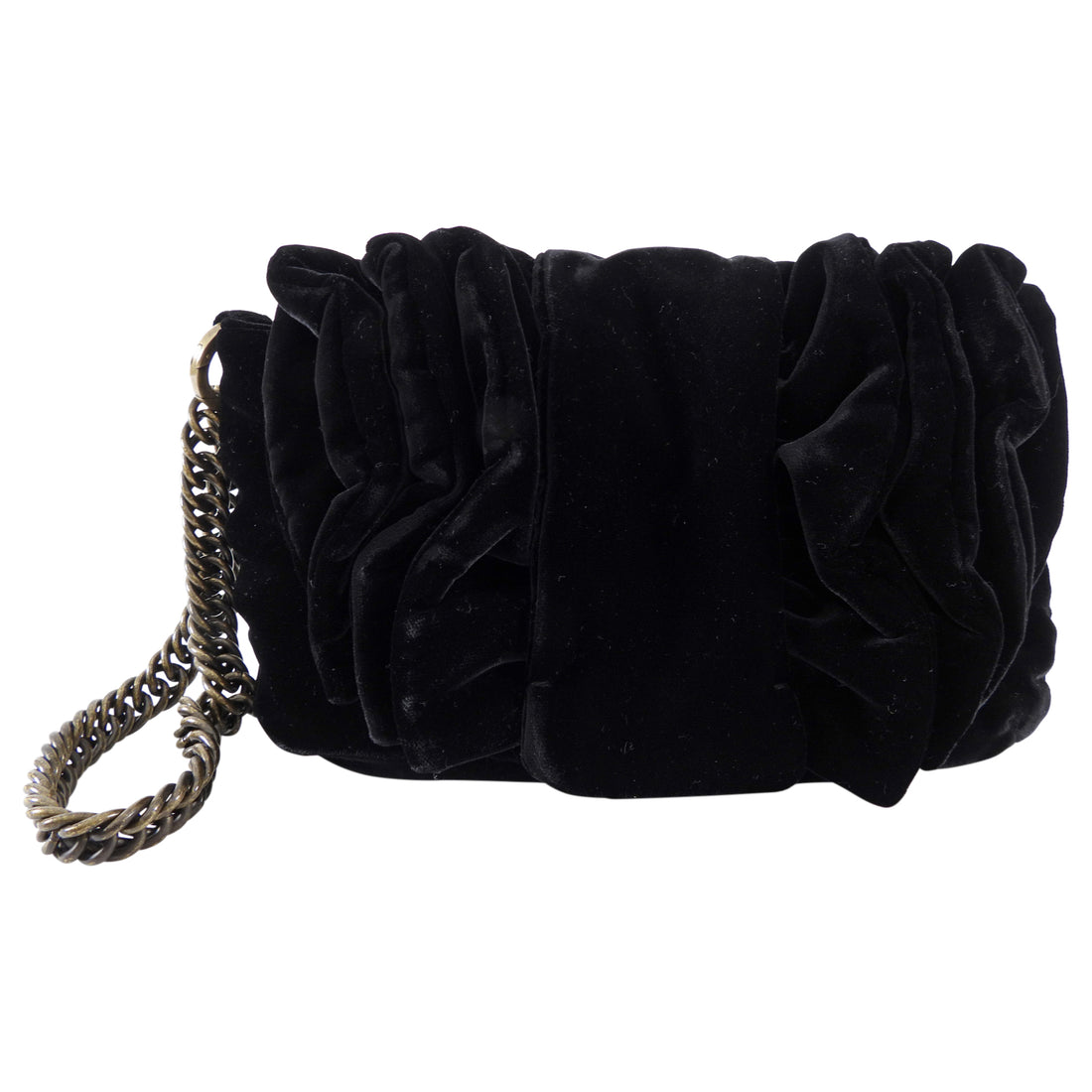 Sonia Rykiel Black Velvet Wrist Chain Evening Bag