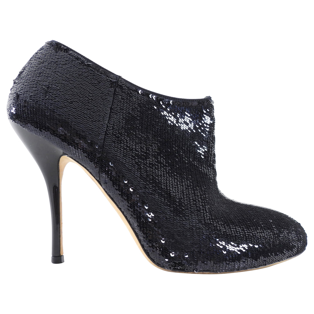 Gucci Black Sequin Paillette High Heel Ankle Booties - 37.5