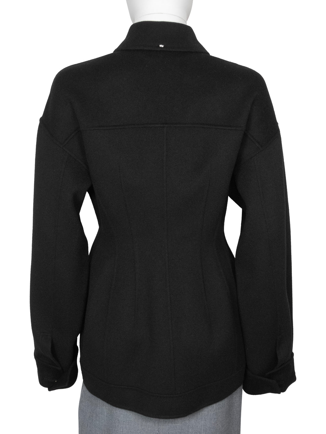 SportMax Black Ego Double Faced Wool Gold Button Jacket - 44