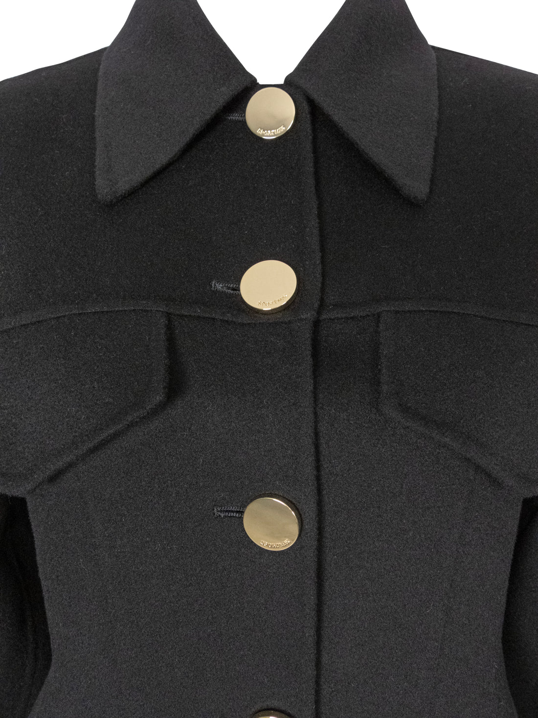 SportMax Black Ego Double Faced Wool Gold Button Jacket - 44