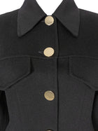 SportMax Black Ego Double Faced Wool Gold Button Jacket - 44