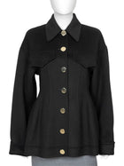 SportMax Black Ego Double Faced Wool Gold Button Jacket - 44