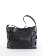 St. Agni Black Woven Leather Mini Tote Bag