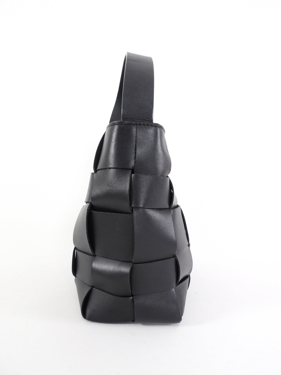 St. Agni Black Woven Leather Mini Tote Bag
