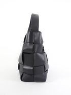 St. Agni Black Woven Leather Mini Tote Bag