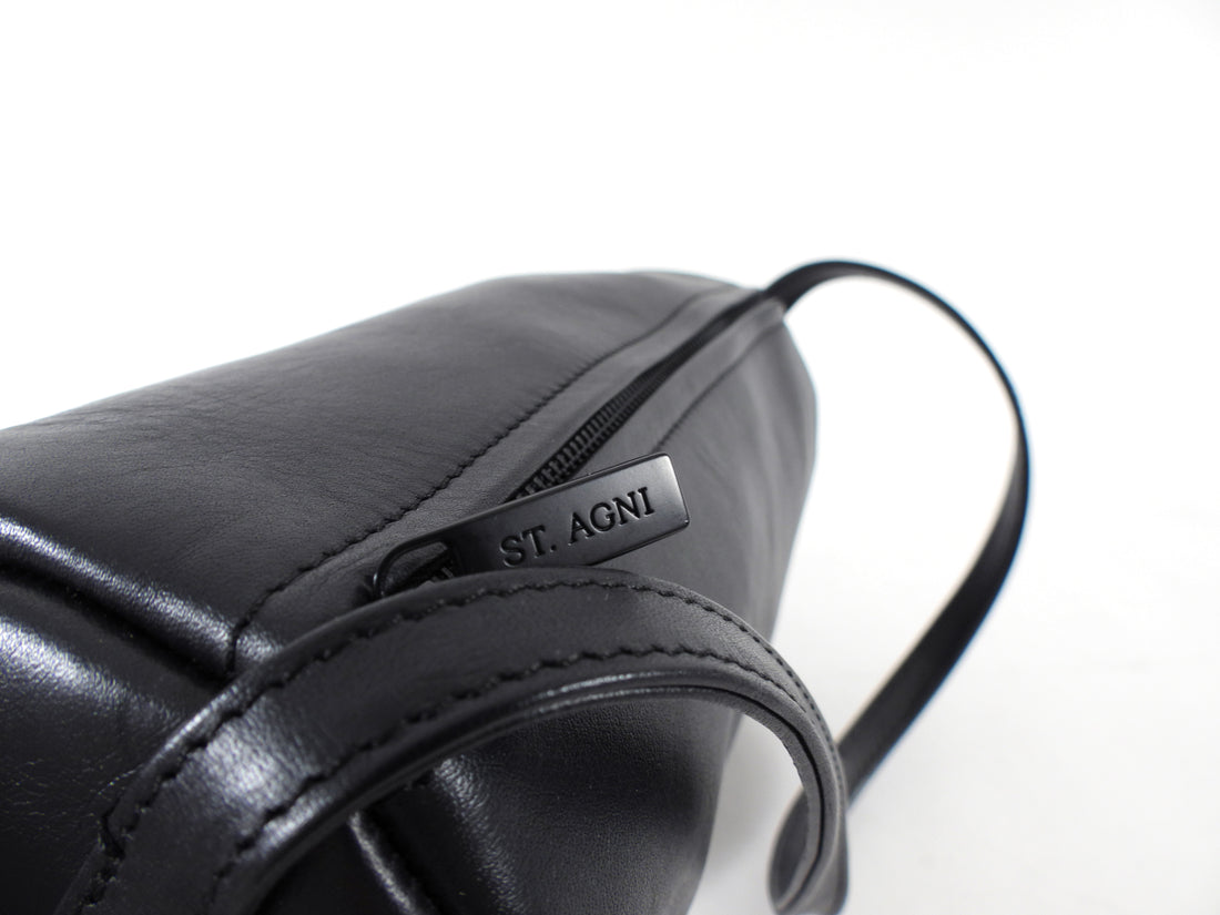 St. Agni Black Leather Barrel Connolo Bag