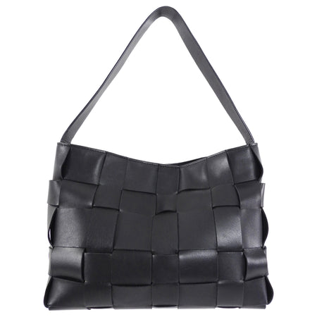 St. Agni Black Woven Leather Mini Tote Bag