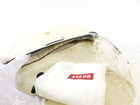 Staud Ivory Faux Embossed Half Moon Shoulder Bag with Feather Trim