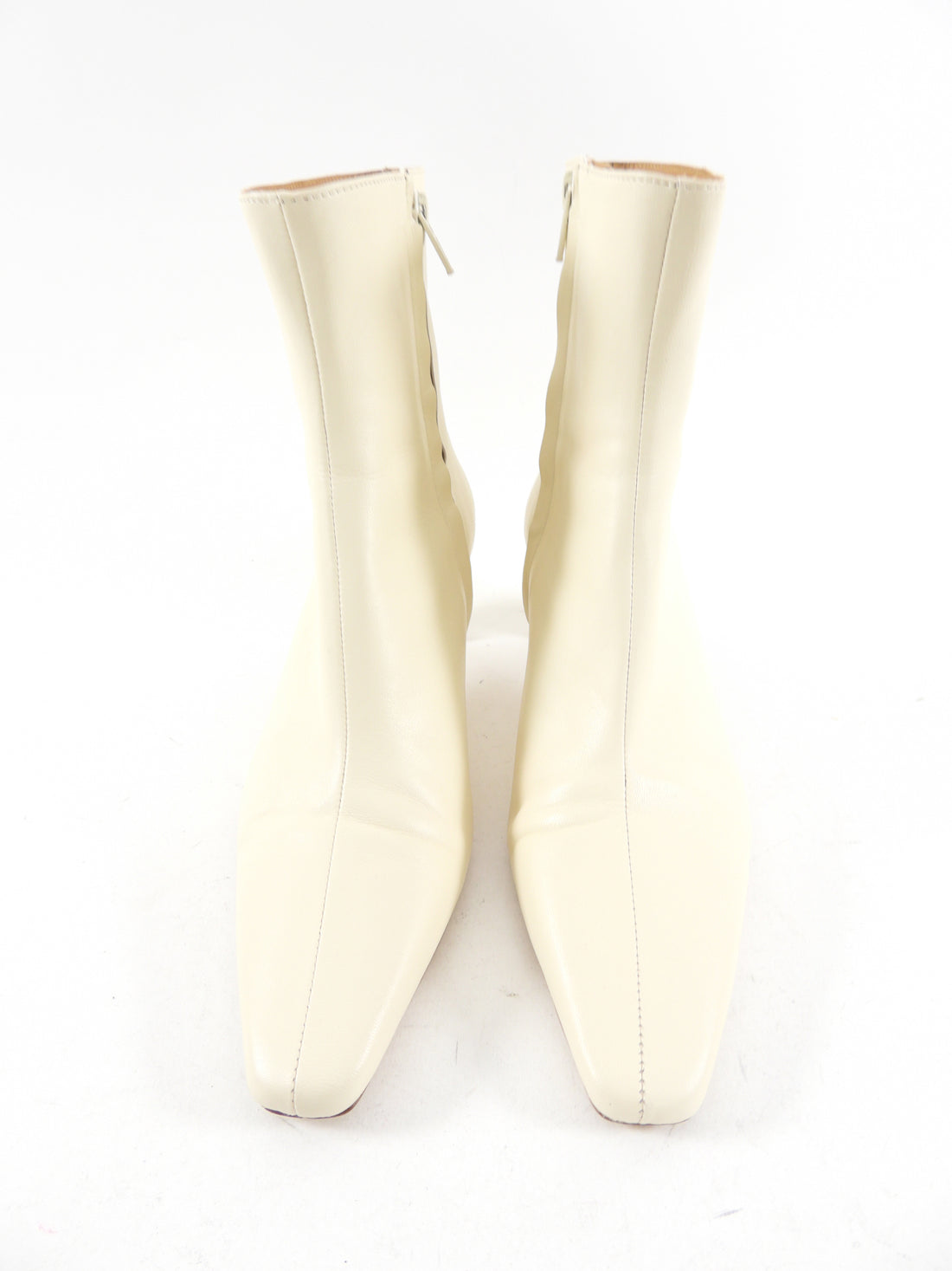 Staud Ivory Leather Low Heel Wally Ankle Boot - 37