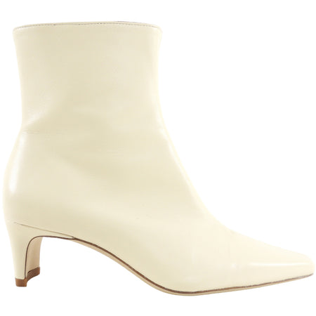 Staud Ivory Leather Low Heel Wally Ankle Boot - 37