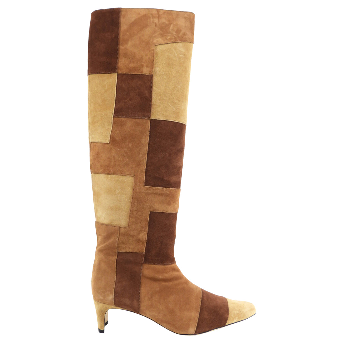 Staud Brown Patchwork Suede Tall Wally Boot - 38.5
