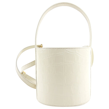 Staud Ivory Grained Leather Bucket Bag