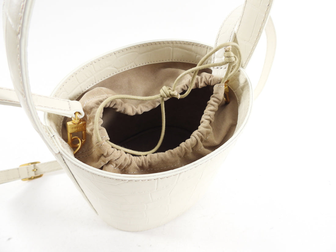 Staud Ivory Grained Leather Bucket Bag