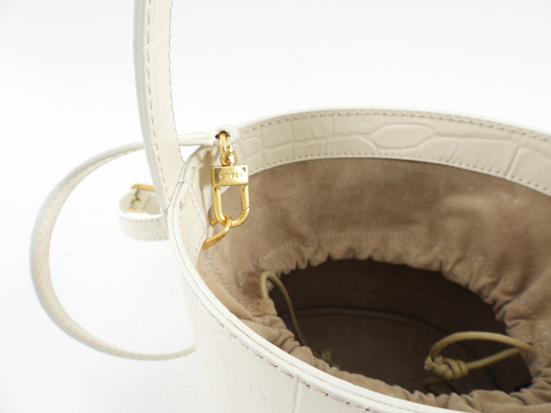 Staud Ivory Grained Leather Bucket Bag