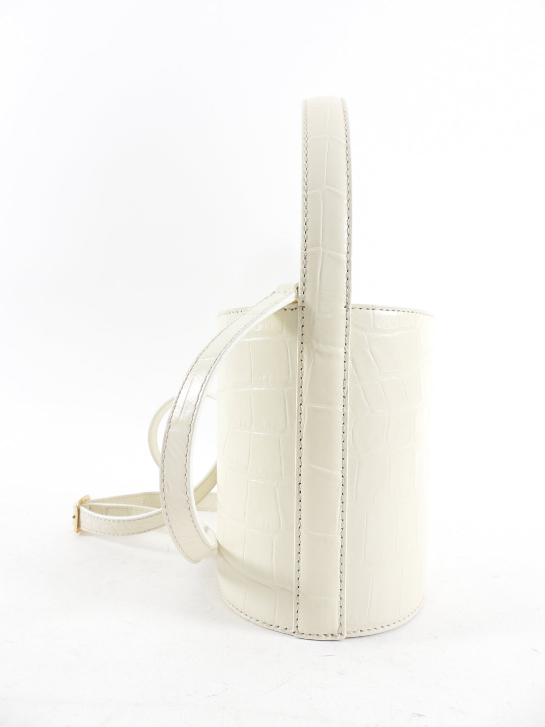 Staud Ivory Grained Leather Bucket Bag