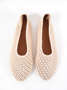 Staud Beige Crochet Alba Flat Ballerina Slipper Shoes - 37