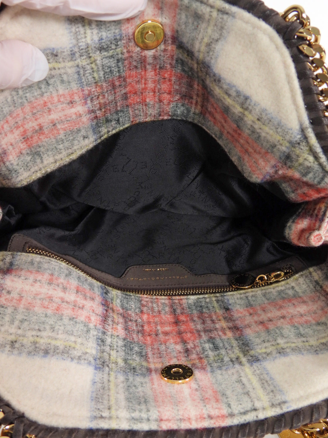 Stella McCartney Plaid Brushed Wool Falabella Shoulder Bag