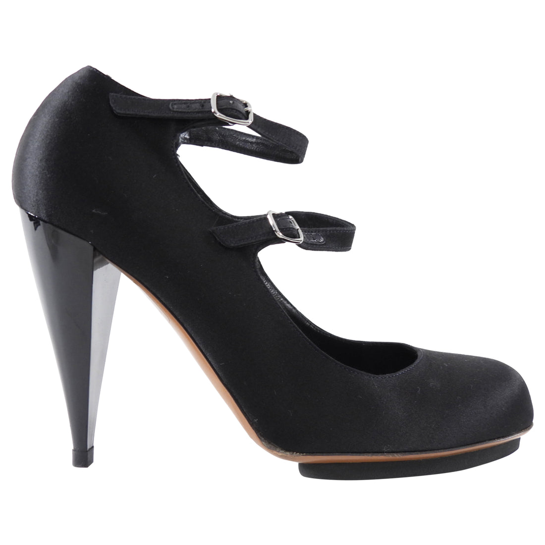 Lanvin 2007 Peau de Soie Black Double Strap Pumps - 38