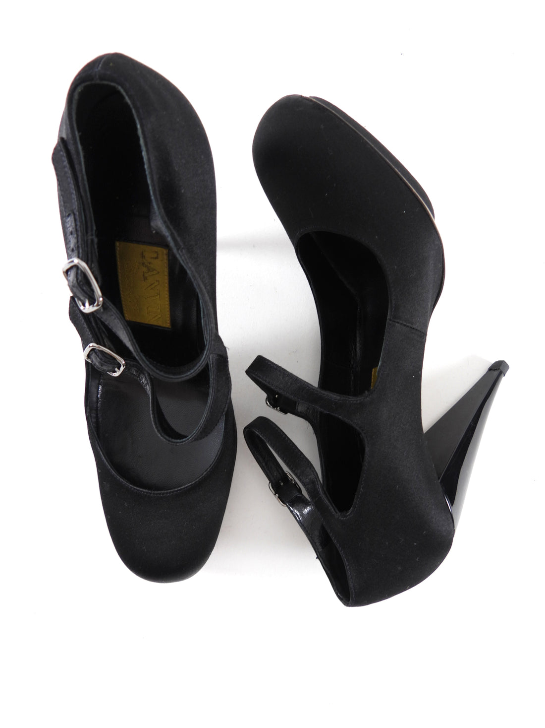 Lanvin 2007 Peau de Soie Black Double Strap Pumps - 38