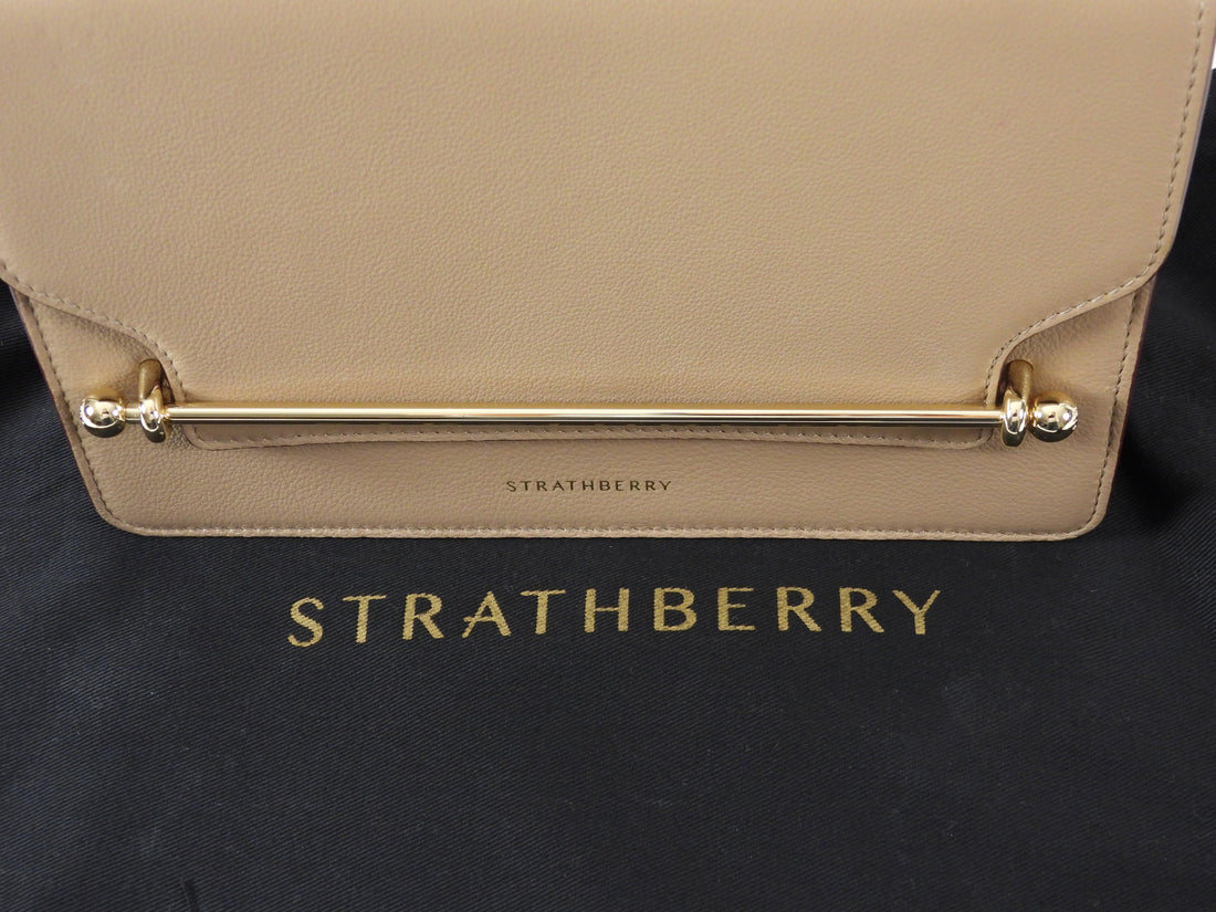 Strathberry Beige Leather East/West Shoulder Bag