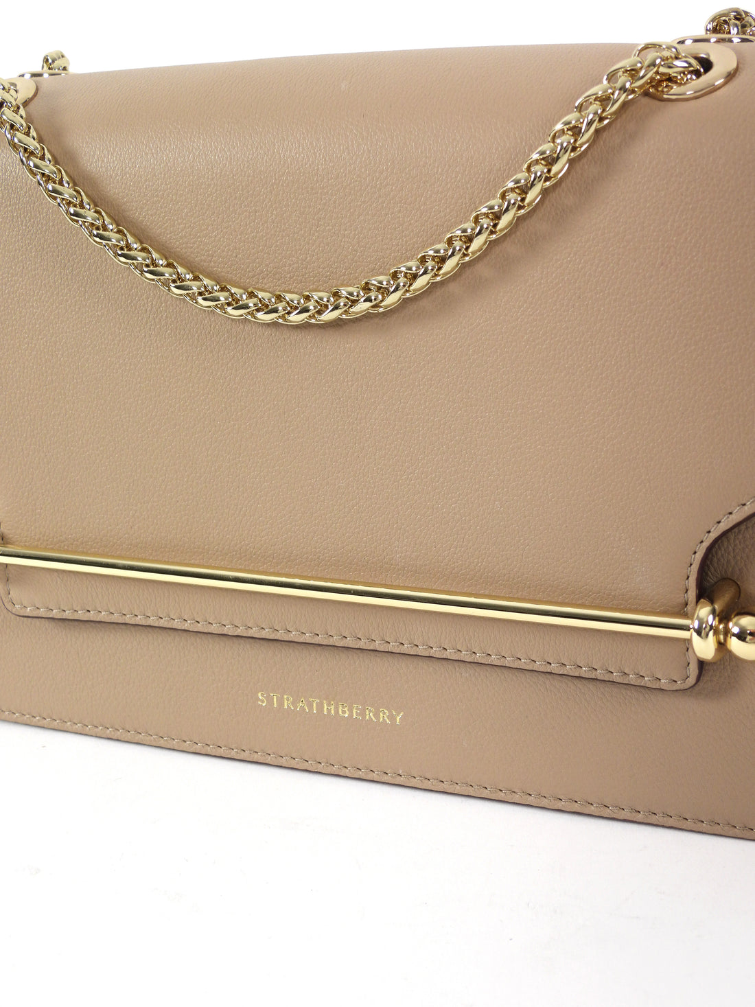 Strathberry Beige Leather East/West Shoulder Bag