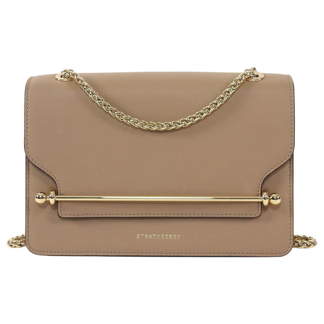 Strathberry Beige Leather East/West Shoulder Bag