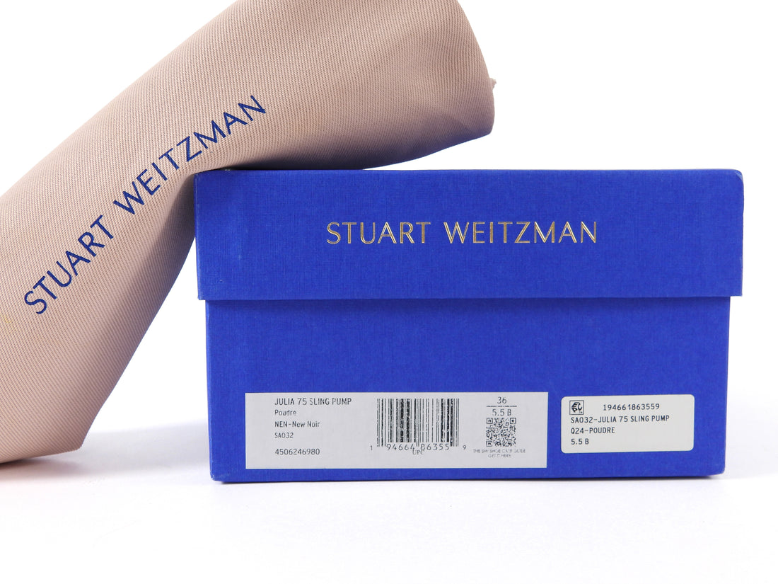 Stuart Weitzman Champaign  Julia 75 Glitter Textile Slingback pointed Pump
