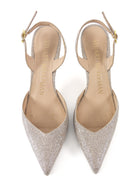 Stuart Weitzman Champaign  Julia 75 Glitter Textile Slingback pointed Pump
