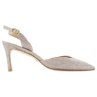 Stuart Weitzman Champaign  Julia 75 Glitter Textile Slingback pointed Pump