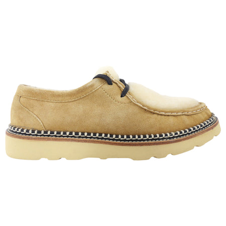 Freda Salvador Willow Tan Lug Shearling Suede Moccasin Shoe - 37