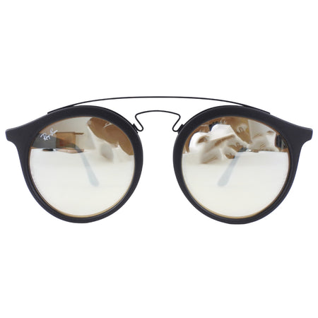 Ray Ban RB 4256 Matte Black Metal Round Double Bridge Gatsby Sunglasses - L
